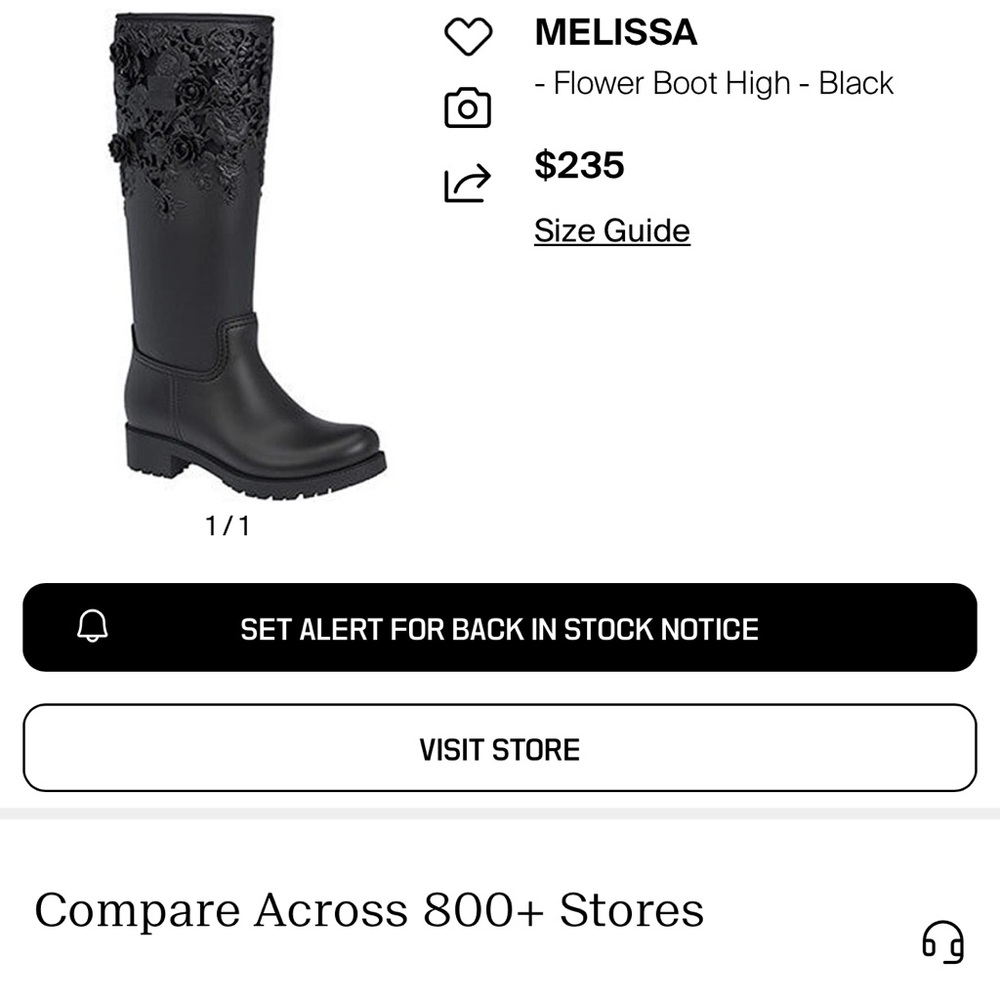 Melissa Black Floral Embellished Rain boots